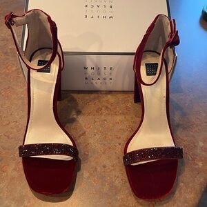 White House Black Market Burgundy Velvet Heels
